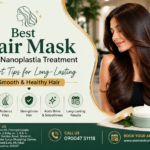 Best hair mask after nanoplastia treatment for smooth, shiny and healthy hair at Elements Unisex Salon