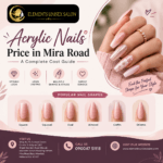 Acrylic nail extensions with nail art at Elements Unisex Salon in Mira Road