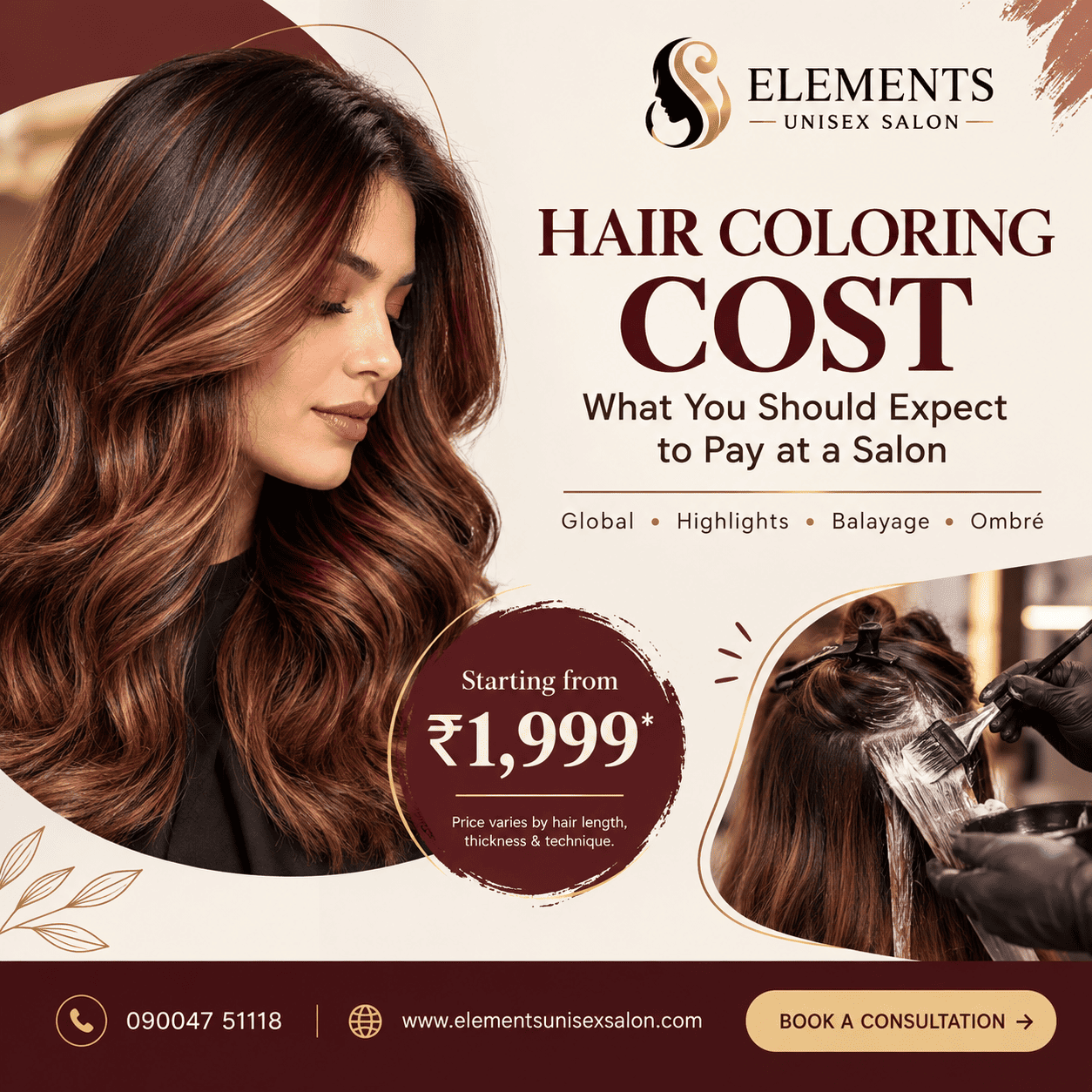 Hair coloring service at a salon in Mira Road